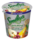 Smilga jogurtas su kriaušių ir bruknių gabaliukais