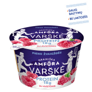 Varškė GRAIKIŠKA AMFORA PROTEIN su avietėmis, 200g.