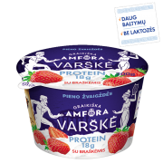 Varškė GRAIKIŠKA AMFORA PROTEIN su braškėmis, 200g.